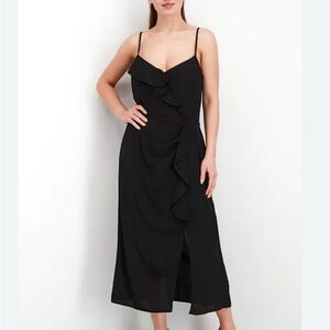 Parker Black Ruffle Midi Dress